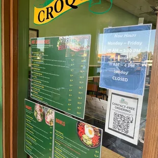 a menu in a window