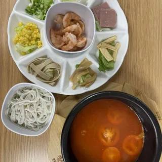 Tomato steam shrimp rice noodle