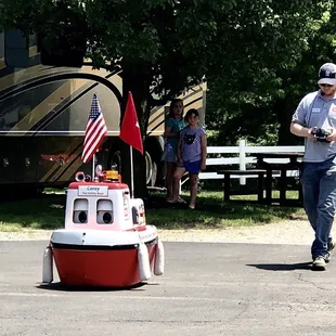 Remote control Safety boat for the kids enjoyment. Great idea!!