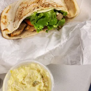 Chicken pita w/ potato salad