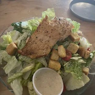 Caesar salad with salmon