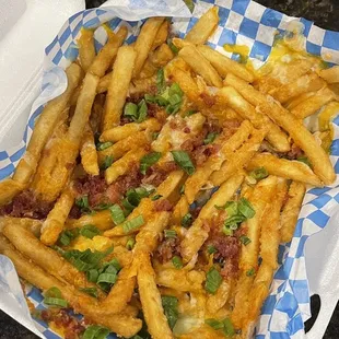 Loaded fries are usually really cheesy and today the look like they sat under the hot laps for a while