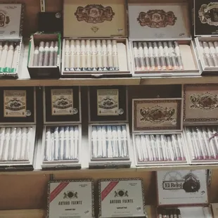 shelves of cigars