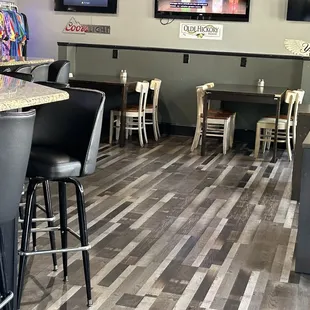 Bar area seating (not pictured: restaurant seating due to patrons dining).