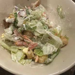 Typical Midwest side salad with ranch dressing.