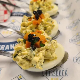Smoked Lobster Deviled Eggs with Caviar