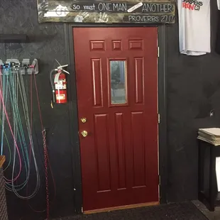 Entrance to the bathroom, shower, kids room, and 6 chairs for older kids to hang out in AC.