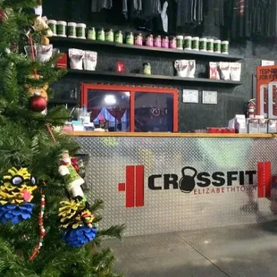 Main counter decked out for the holidays