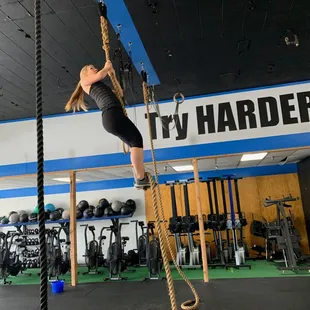 Kids and moms and grandmothers all climb ropes at the Ocho. Our coaches teach athletes how to preform movements correctly and safely.