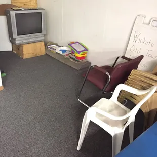 Small kids area with the TV and stuff to play with