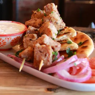 Souvlaki and pita with tzatziki