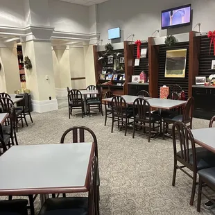 tables, chairs, and televisions