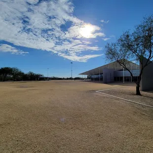Exterior of the park, behind the library