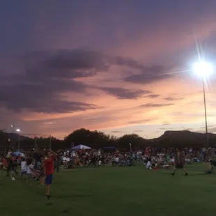 Sunset with the crowd waiting for Marana&apos;s Fireworks.