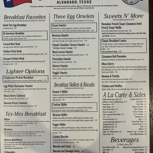 All day breakfast menu
