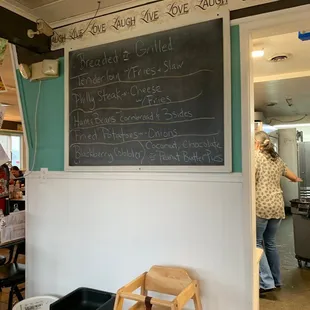 a chalkboard with a menu on it