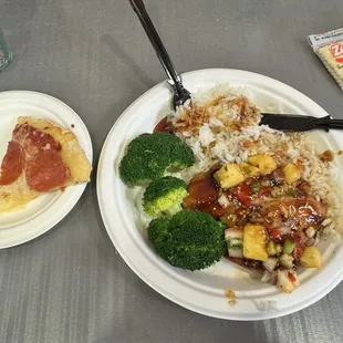 Teriyaki chicken /pizza