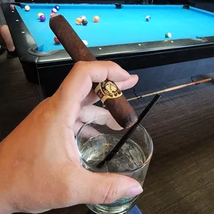 Pool, whiskey, cigars, love it here.
