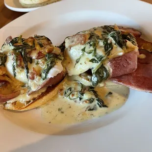 Egg Florentine Benedict with a light and creamy spinach sauce