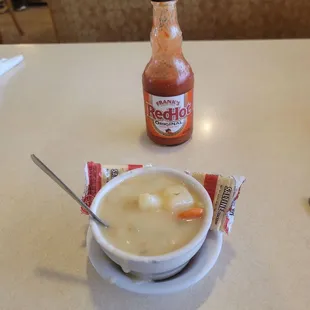 Potato cheese soup. Excellent for a cold day