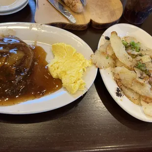 Chopped steak eggs and potatoes