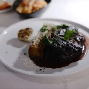 Lions mane steak made from potato's and mushroom.