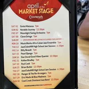 April Schedule