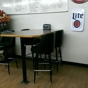 Clean looking small eat in area.