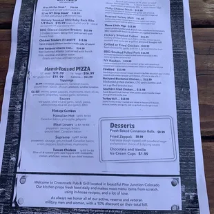 the menu