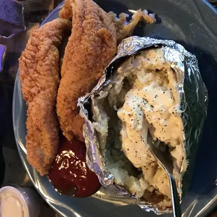 Catfish fillets and baked potato!