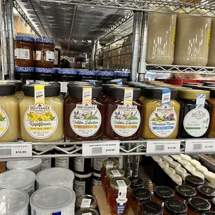 a variety of jars of food