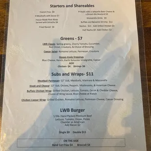Front menu