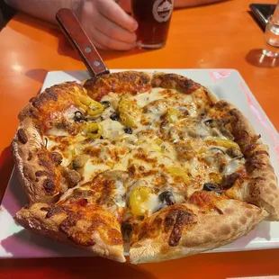 a pizza on a plate