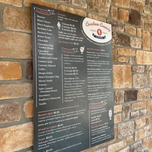 menu on brick wall