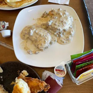 Sausage Gravy and biscuits.