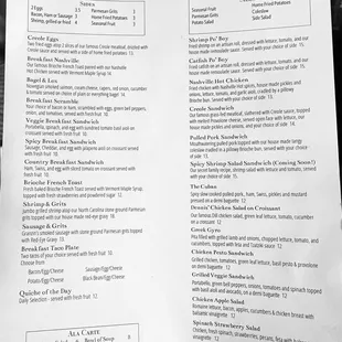 New menu - breakfast &amp; lunch
