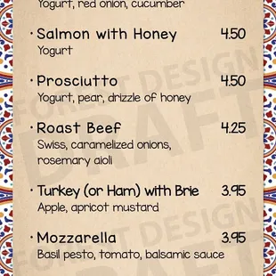 Crostini menu
