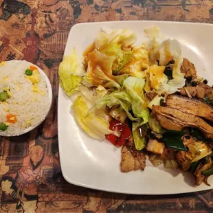 House Salad, Double Cooked Pork, Fried Rice