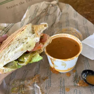 Southwest panini and tomato soup