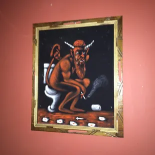 Same paintings I use to see back in the 90s and 90s of my parents home, except the devil was blue