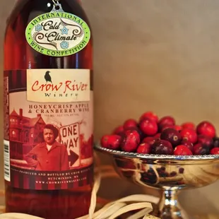 Our award-winning Honeycrisp Apple and Cranberry wine
