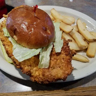 Breaded Tenderloin and steak fries