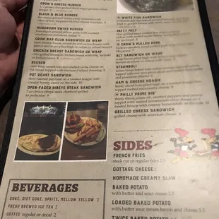 Sandwiches and sides.  Tenderloin is real tasty