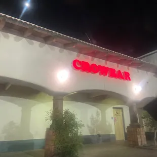 the exterior of a restaurant at night
