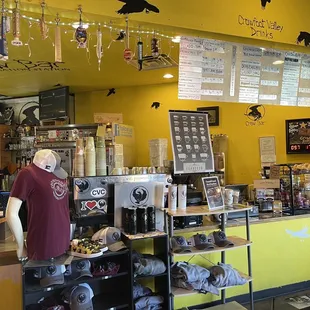 Barista station with small bakery and gift shop.