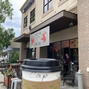 Outside with my cappuccino