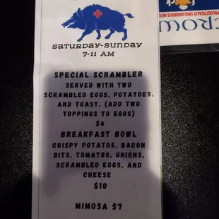Weekend brunch specials