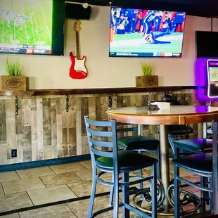 a television and bar