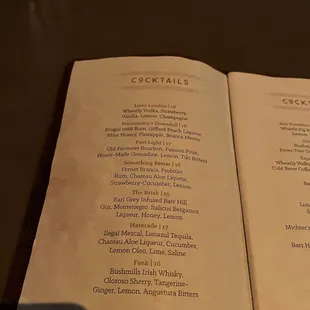a cocktail menu