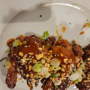 Spicy sweet wings, try them.